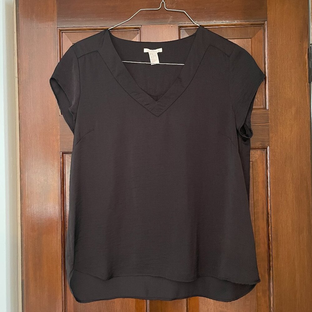 Size 14 H&M black cap sleeve top